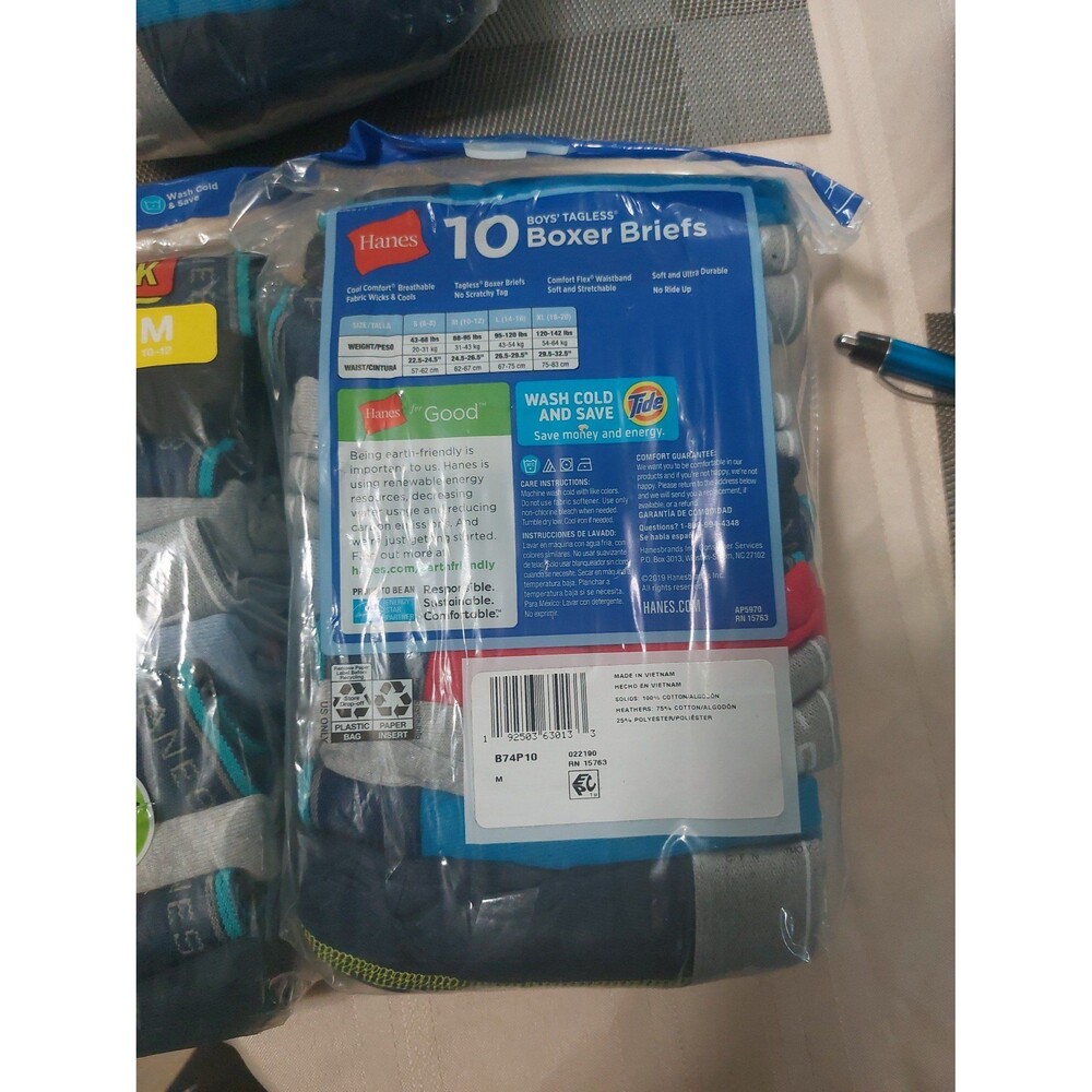 Hanes boys boxer briefs sz M tagless 10-12 (10 pair)